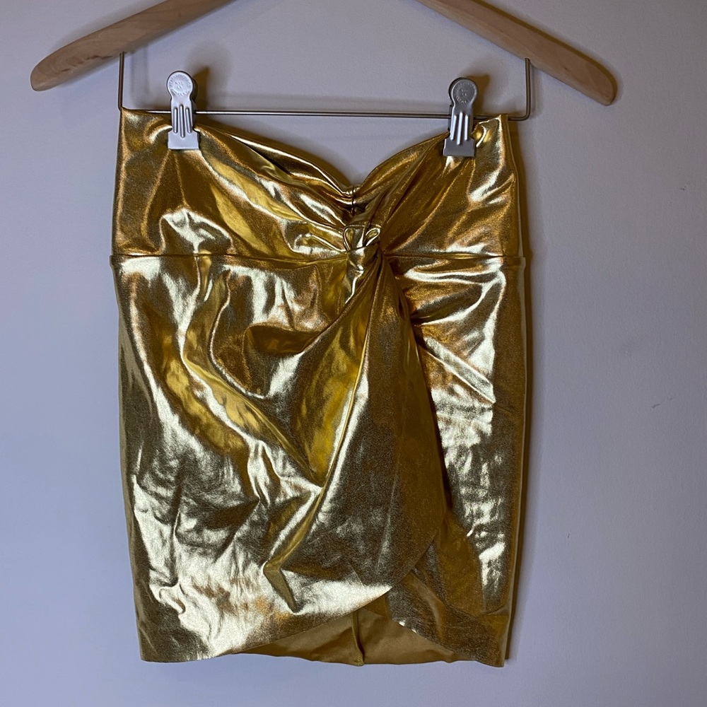 Skims gold metallic crop top and sarong mini skirt. New with tags. - Picture 7 of 9